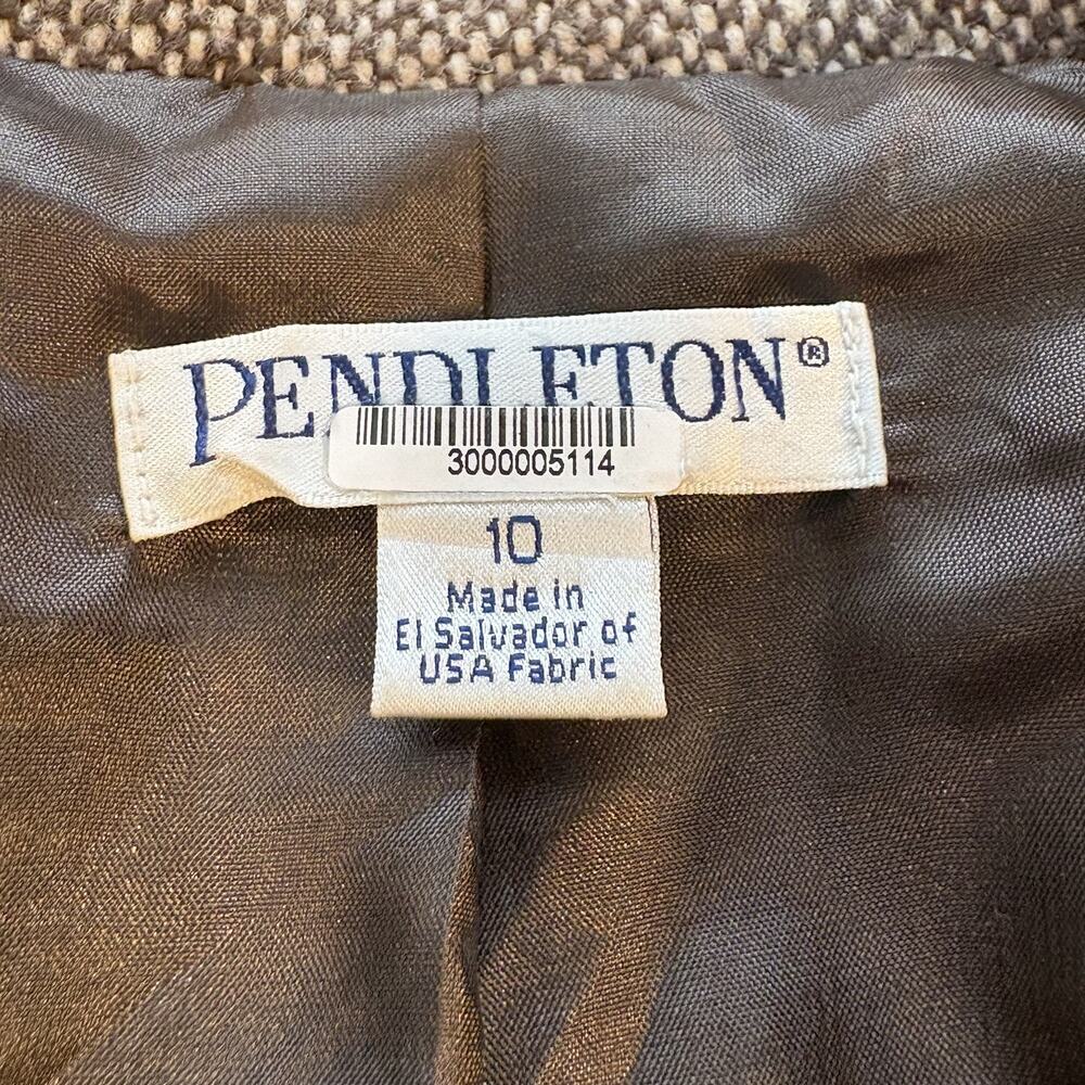Pendleton Women’s 10 Brown 100% Virgin Wool Blazer Tweed Jacket Academia - Picture 3 of 9